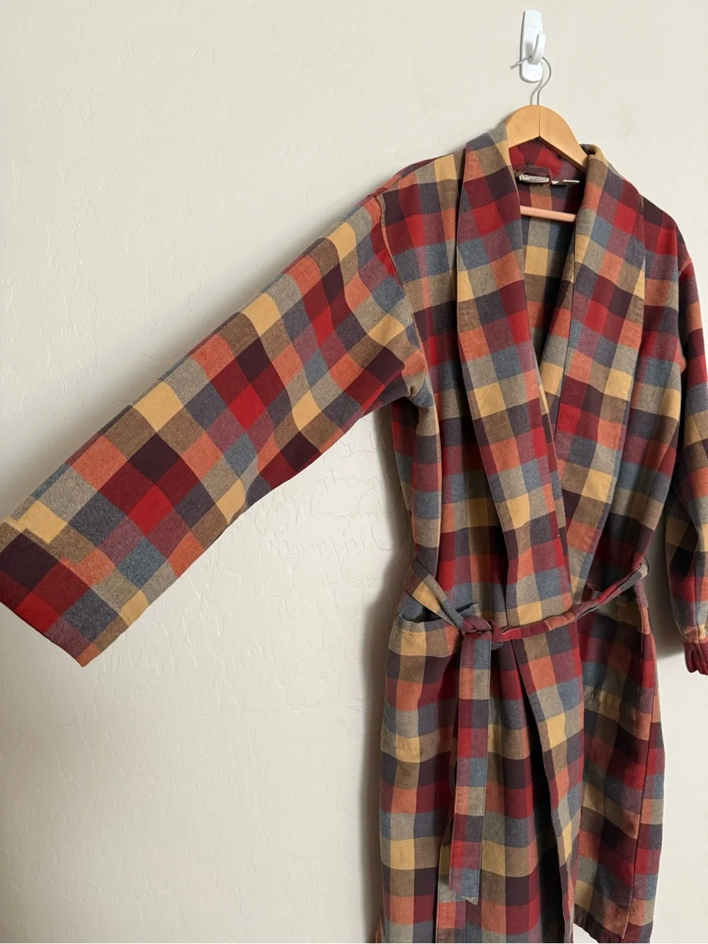 L.L.Bean Men's Scotch Plaid Cotton Flannel Robe Large Multicolor Tartan Heritage